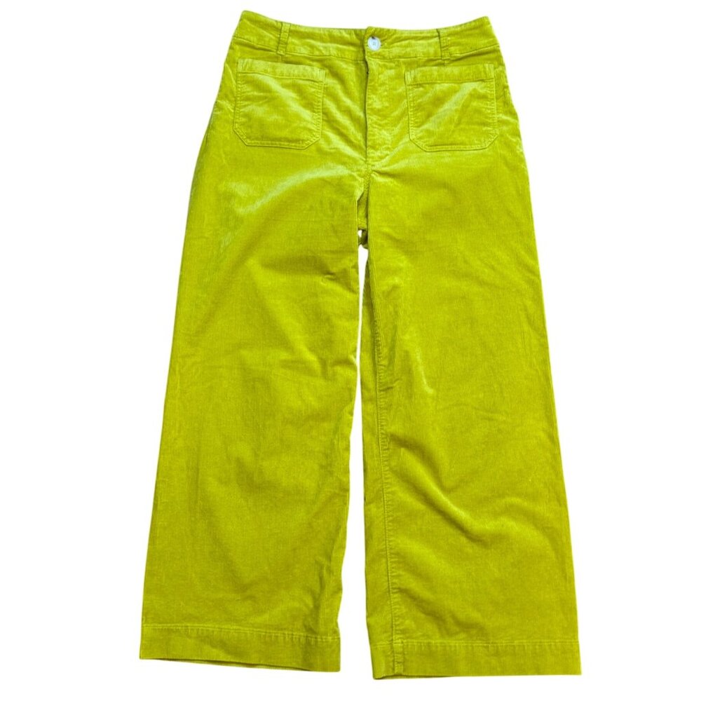 Maeve Lime Green Wide-Leg Corduroy Pants